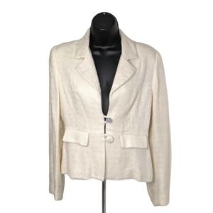 AGB Byer California Womens Wool White Blazer Short Notched Collar Jacket Size 8
